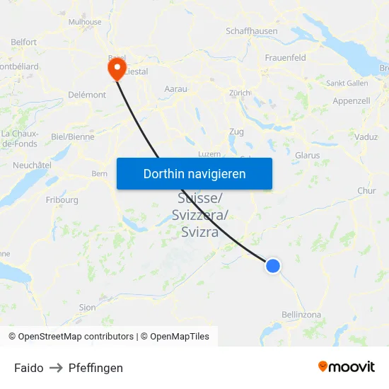 Faido to Pfeffingen map