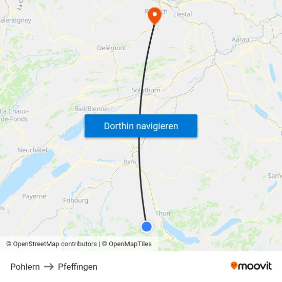 Pohlern to Pfeffingen map