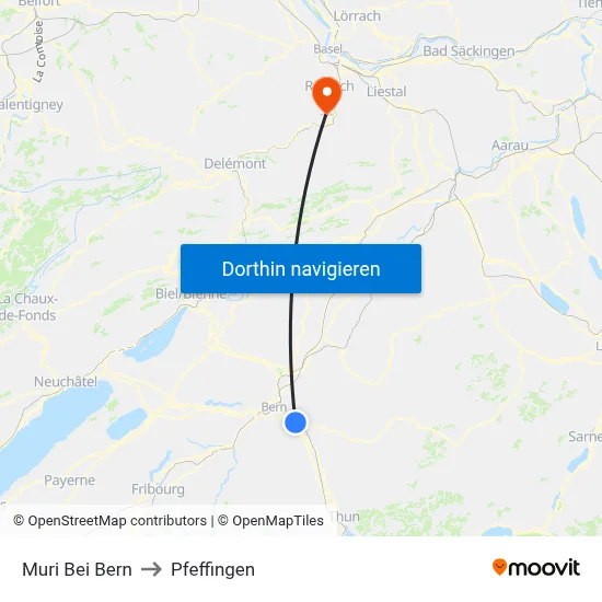 Muri Bei Bern to Pfeffingen map