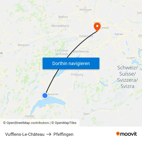 Vufflens-Le-Château to Pfeffingen map