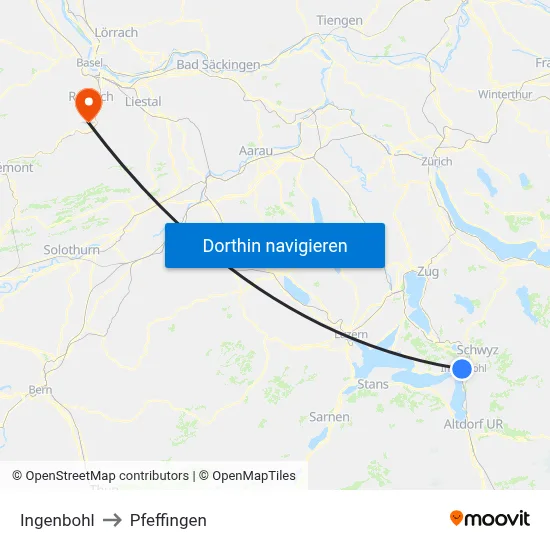 Ingenbohl to Pfeffingen map
