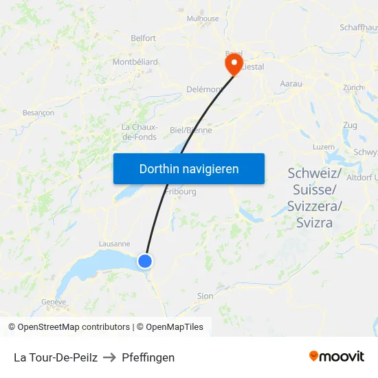 La Tour-De-Peilz to Pfeffingen map