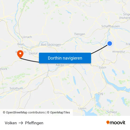 Volken to Pfeffingen map