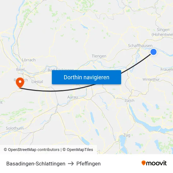 Basadingen-Schlattingen to Pfeffingen map