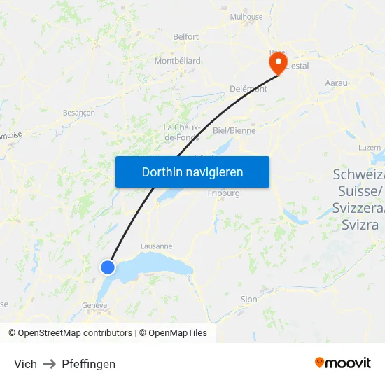 Vich to Pfeffingen map