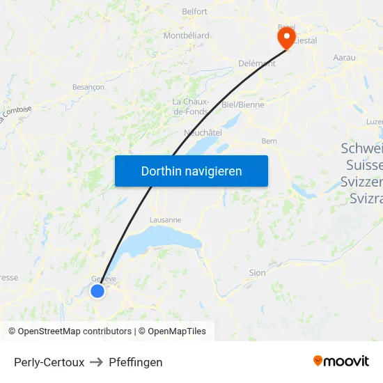 Perly-Certoux to Pfeffingen map