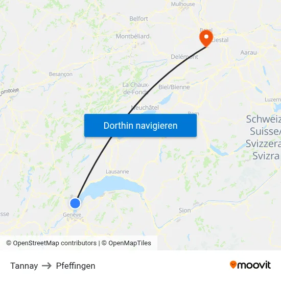 Tannay to Pfeffingen map