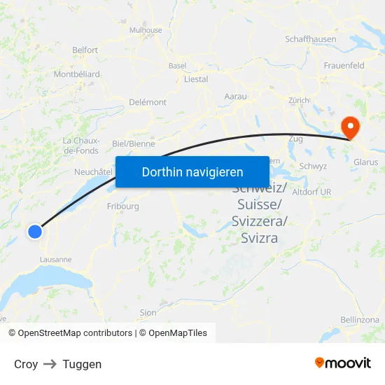 Croy to Tuggen map