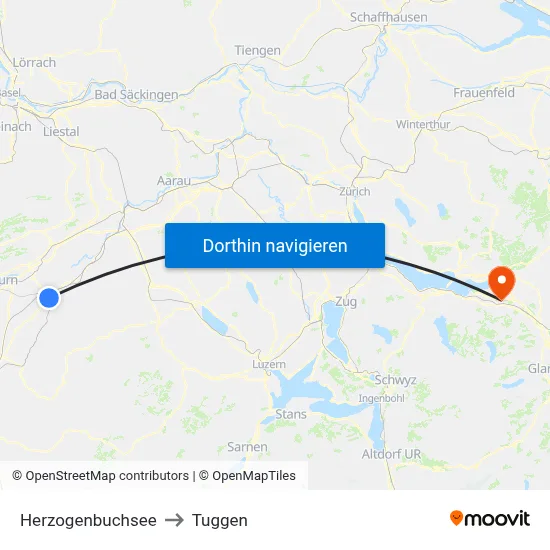 Herzogenbuchsee to Tuggen map