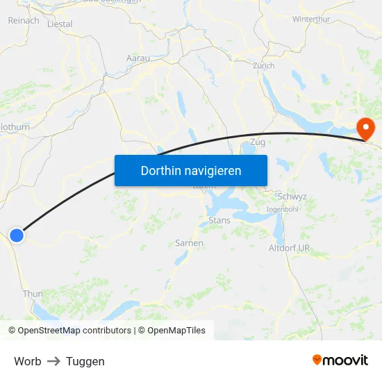 Worb to Tuggen map