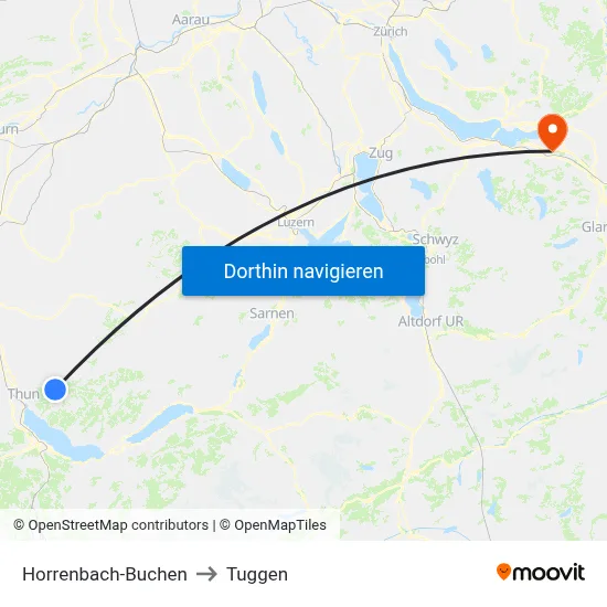 Horrenbach-Buchen to Tuggen map