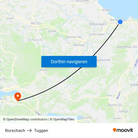 Rorschach to Tuggen map