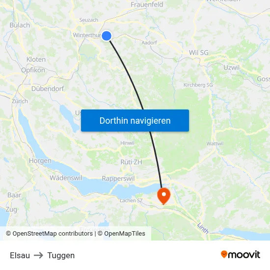 Elsau to Tuggen map