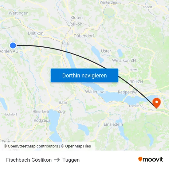 Fischbach-Göslikon to Tuggen map