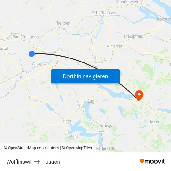 Wölflinswil to Tuggen map