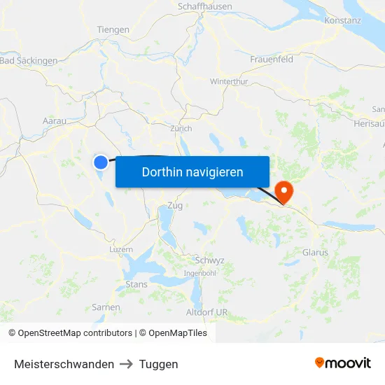 Meisterschwanden to Tuggen map