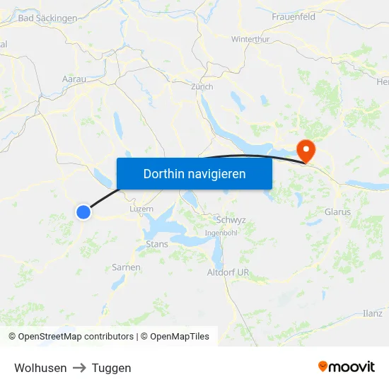 Wolhusen to Tuggen map