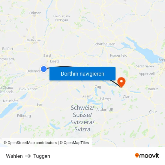 Wahlen to Tuggen map
