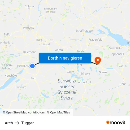 Arch to Tuggen map