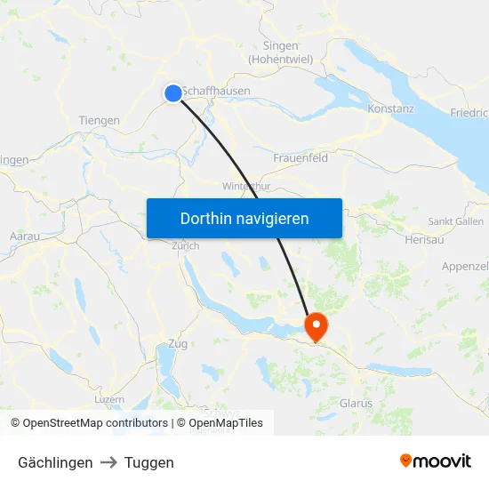 Gächlingen to Tuggen map
