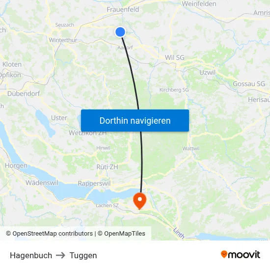 Hagenbuch to Tuggen map