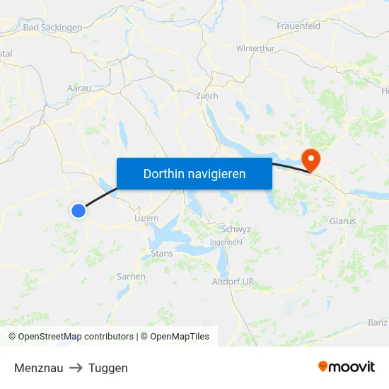 Menznau to Tuggen map