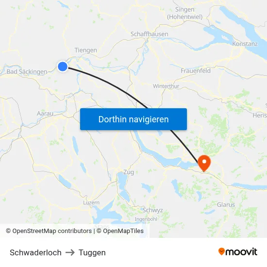 Schwaderloch to Tuggen map