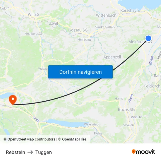 Rebstein to Tuggen map