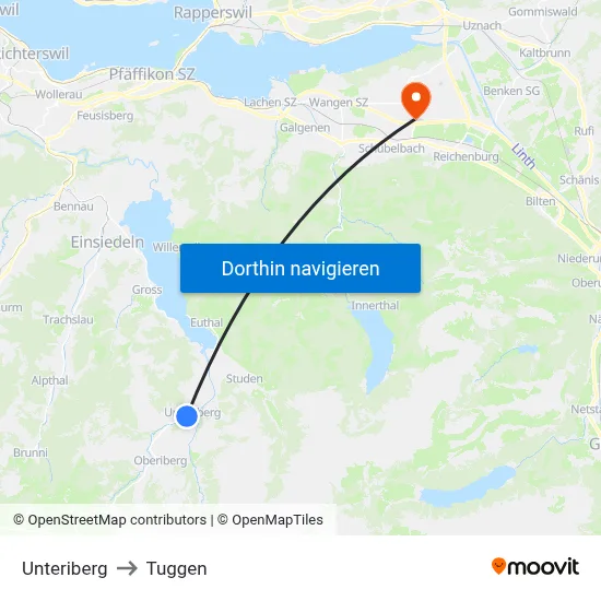 Unteriberg to Tuggen map