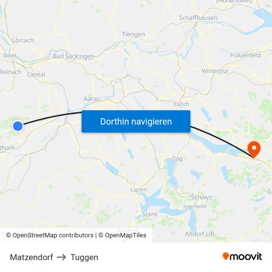 Matzendorf to Tuggen map