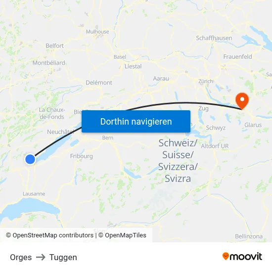 Orges to Tuggen map