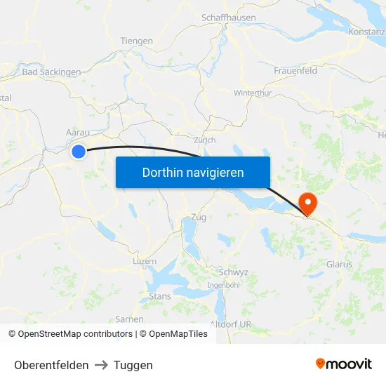 Oberentfelden to Tuggen map