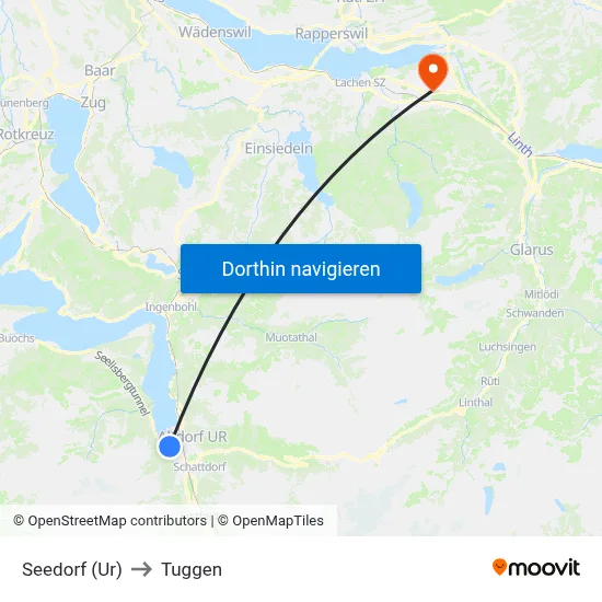 Seedorf (Ur) to Tuggen map