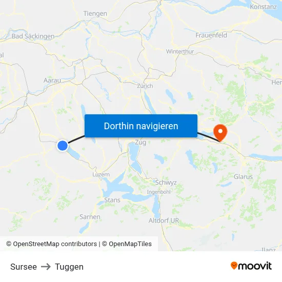 Sursee to Tuggen map