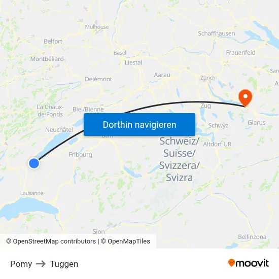 Pomy to Tuggen map