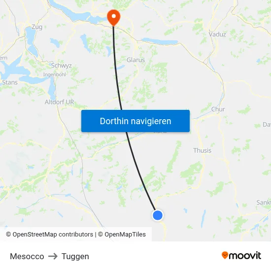 Mesocco to Tuggen map