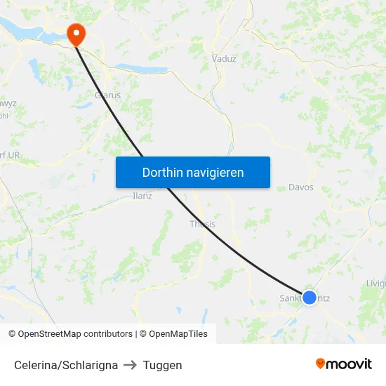 Celerina/Schlarigna to Tuggen map