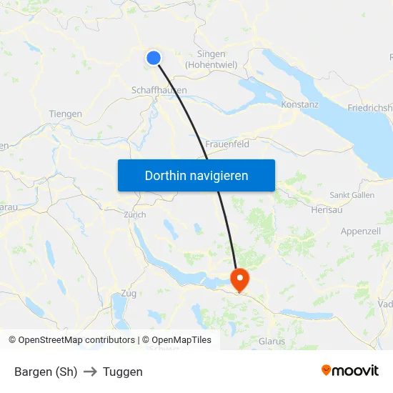 Bargen (Sh) to Tuggen map