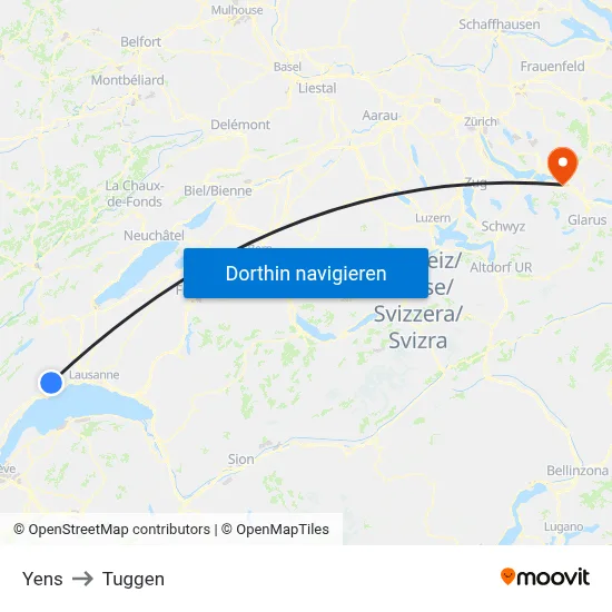 Yens to Tuggen map