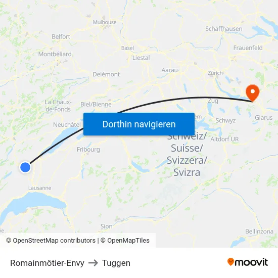 Romainmôtier-Envy to Tuggen map