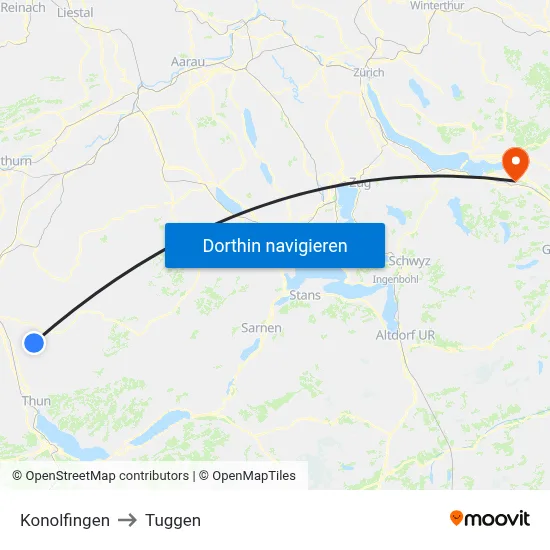 Konolfingen to Tuggen map