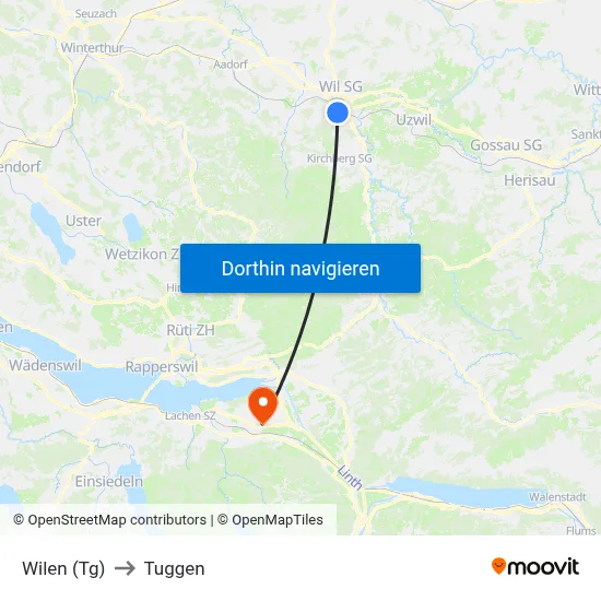 Wilen (Tg) to Tuggen map
