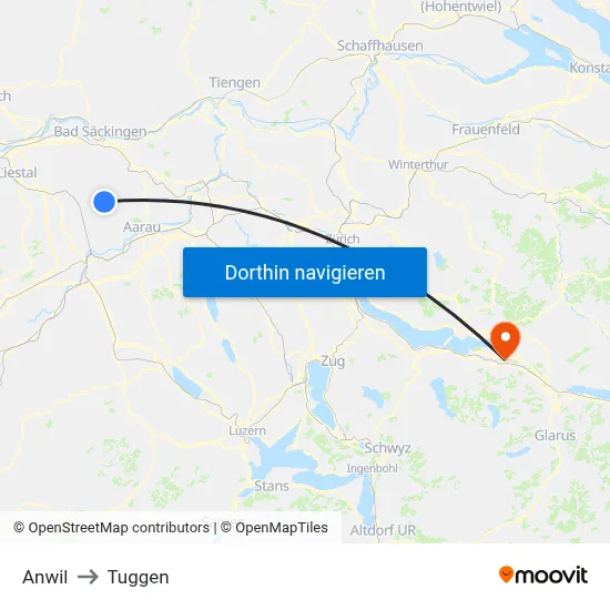 Anwil to Tuggen map