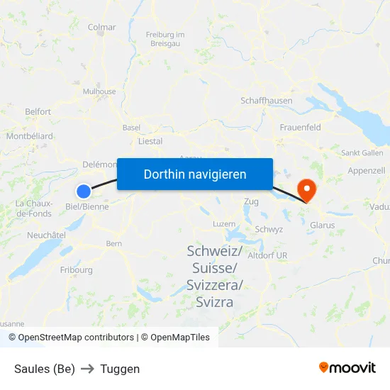 Saules (Be) to Tuggen map