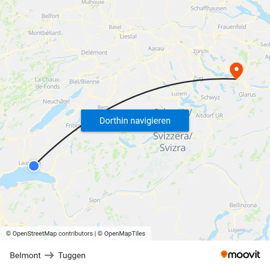 Belmont to Tuggen map