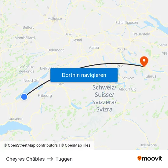 Cheyres-Châbles to Tuggen map