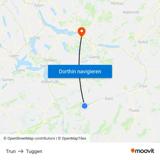 Trun to Tuggen map