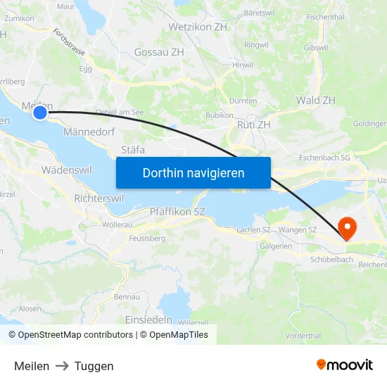 Meilen to Tuggen map