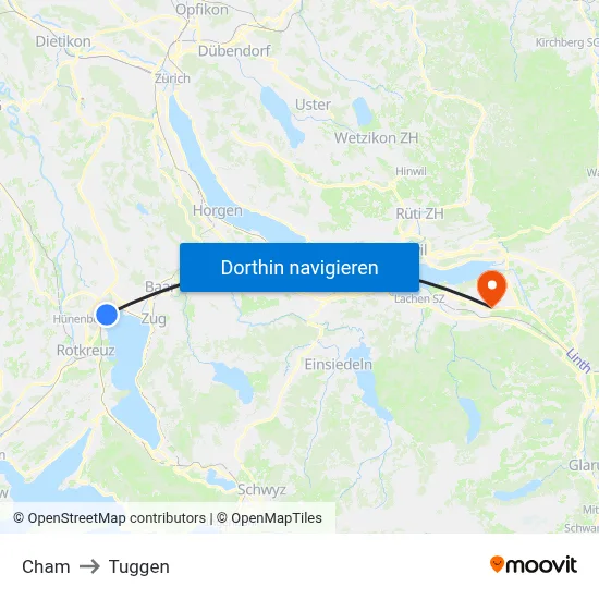 Cham to Tuggen map