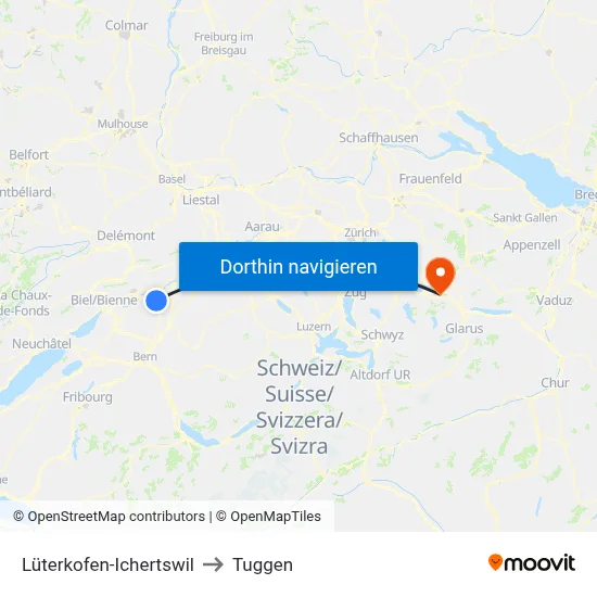 Lüterkofen-Ichertswil to Tuggen map